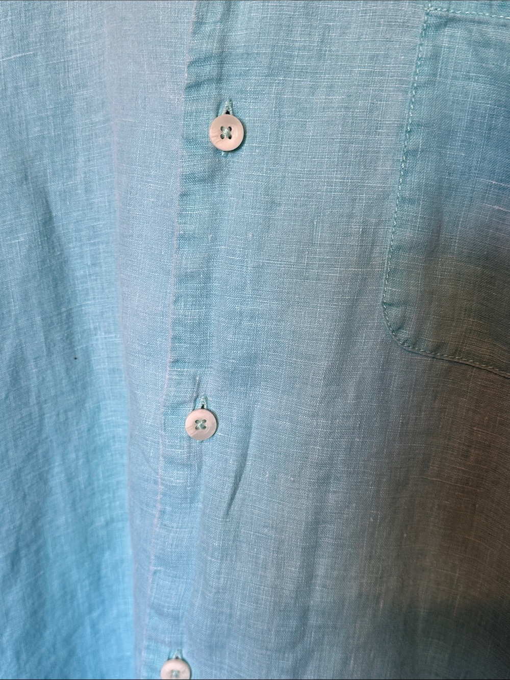 Tommy Bahama Light Aqua Blue 100% Linen Short Sleeve Button Down Shirt XL EUC - Picture 4 of 9
